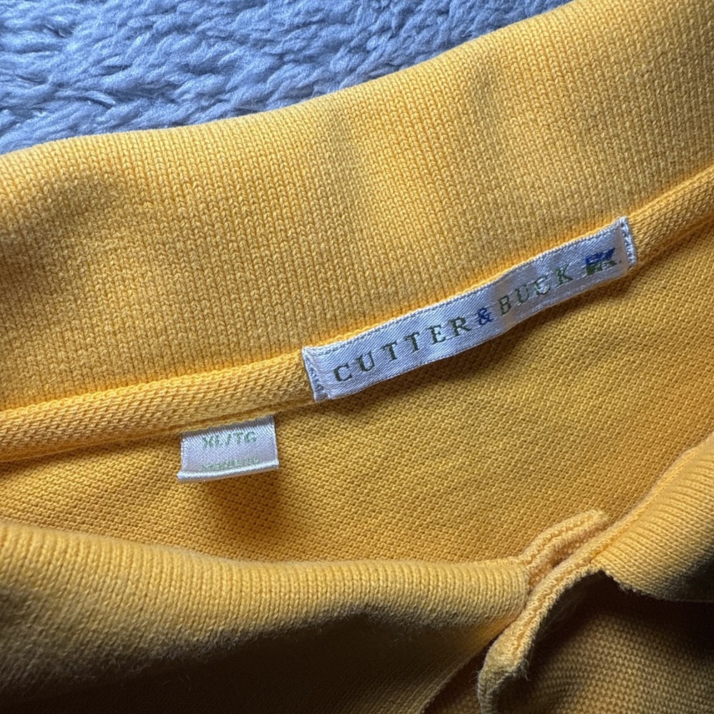 West Virginia University Men's XL Cutter & Buck Short Sleeve Yellow Polo Shirt - Picture 3 of 16